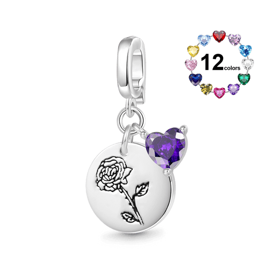 Gnoce Birthday Flower & Birthstone Heart Clasp Clusters Charm_1