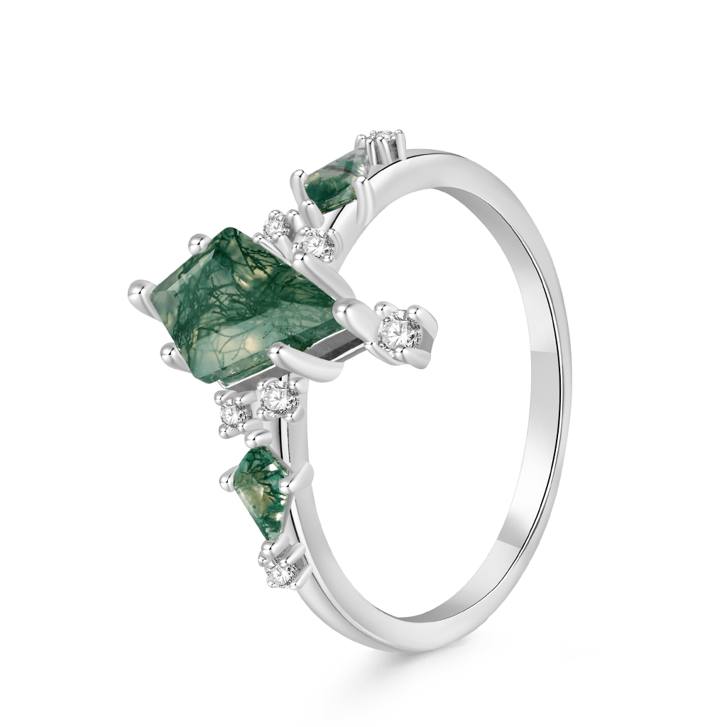 Gnoce Moss Agate Kite-shape Solitaire Ring_2