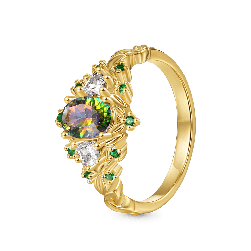 Gnoce Luxury Secret Garden Teal Oval Diamond Ring_2