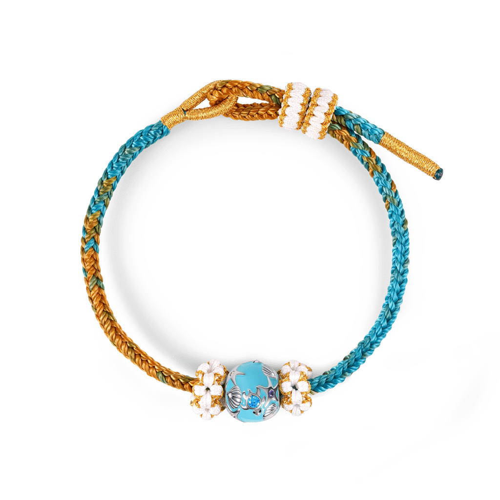 Gnoce Lucky Peach Blossom Hand-woven Bracelet with Sea World Charm_2