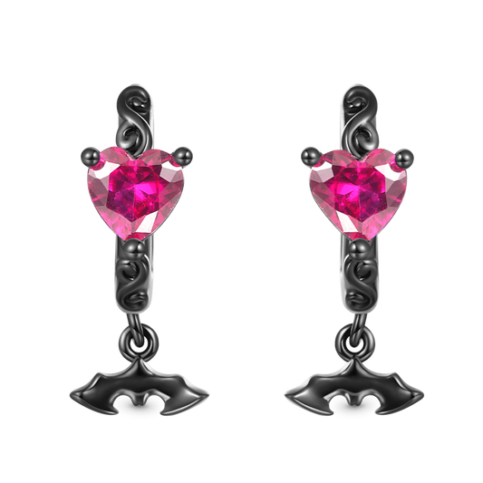 Gnoce Purple Heart Bat Hoop Earrings_1