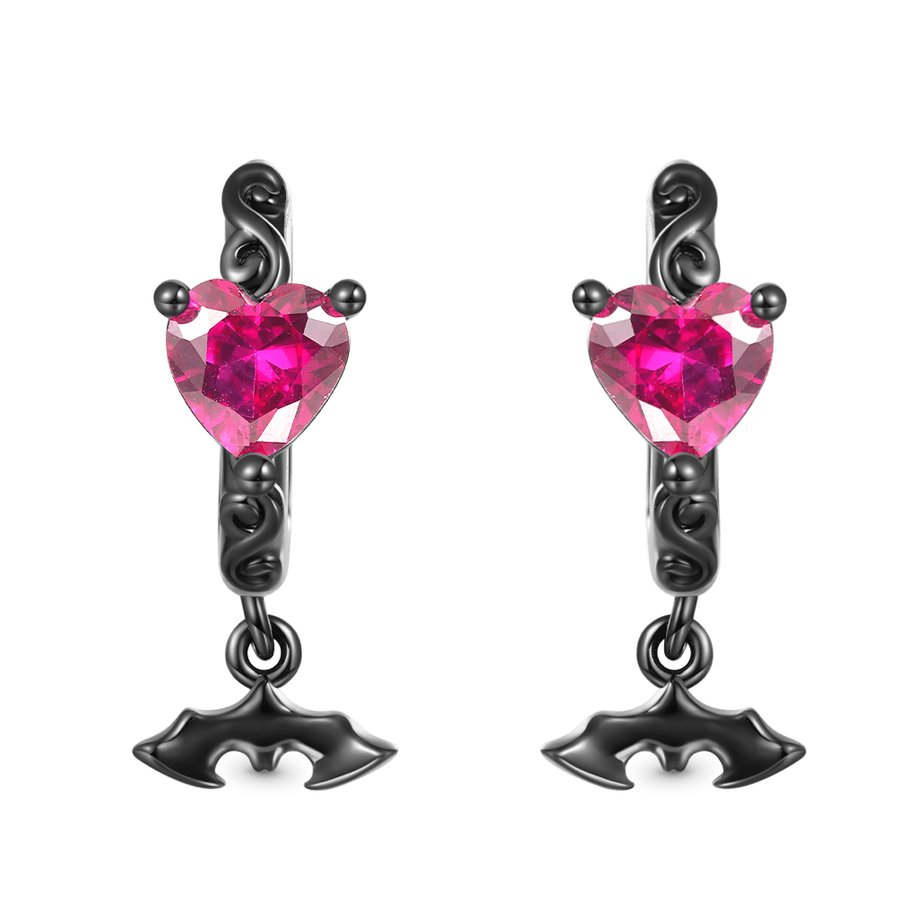 Gnoce Purple Heart Bat Hoop Earrings_1
