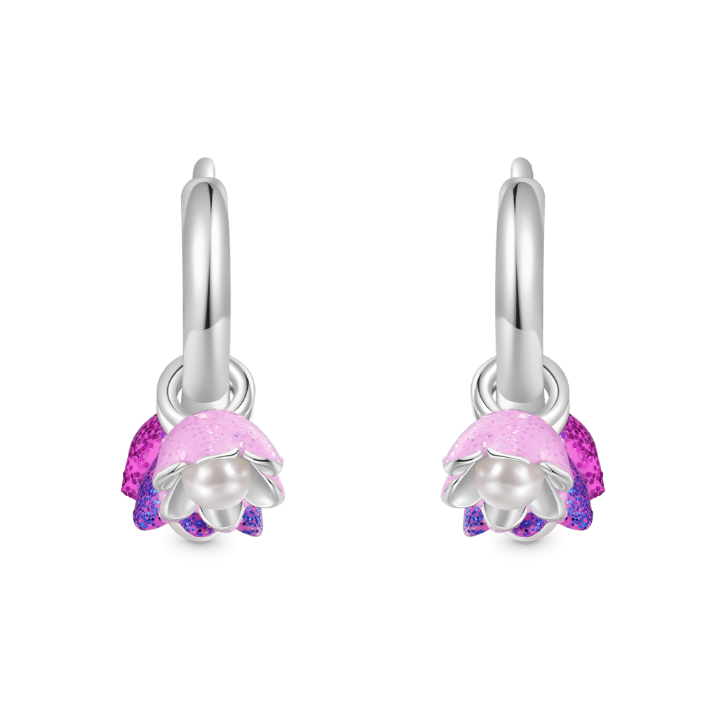 Gnoce Purple Tulip Pearl Stamen Hoop Earrings_2