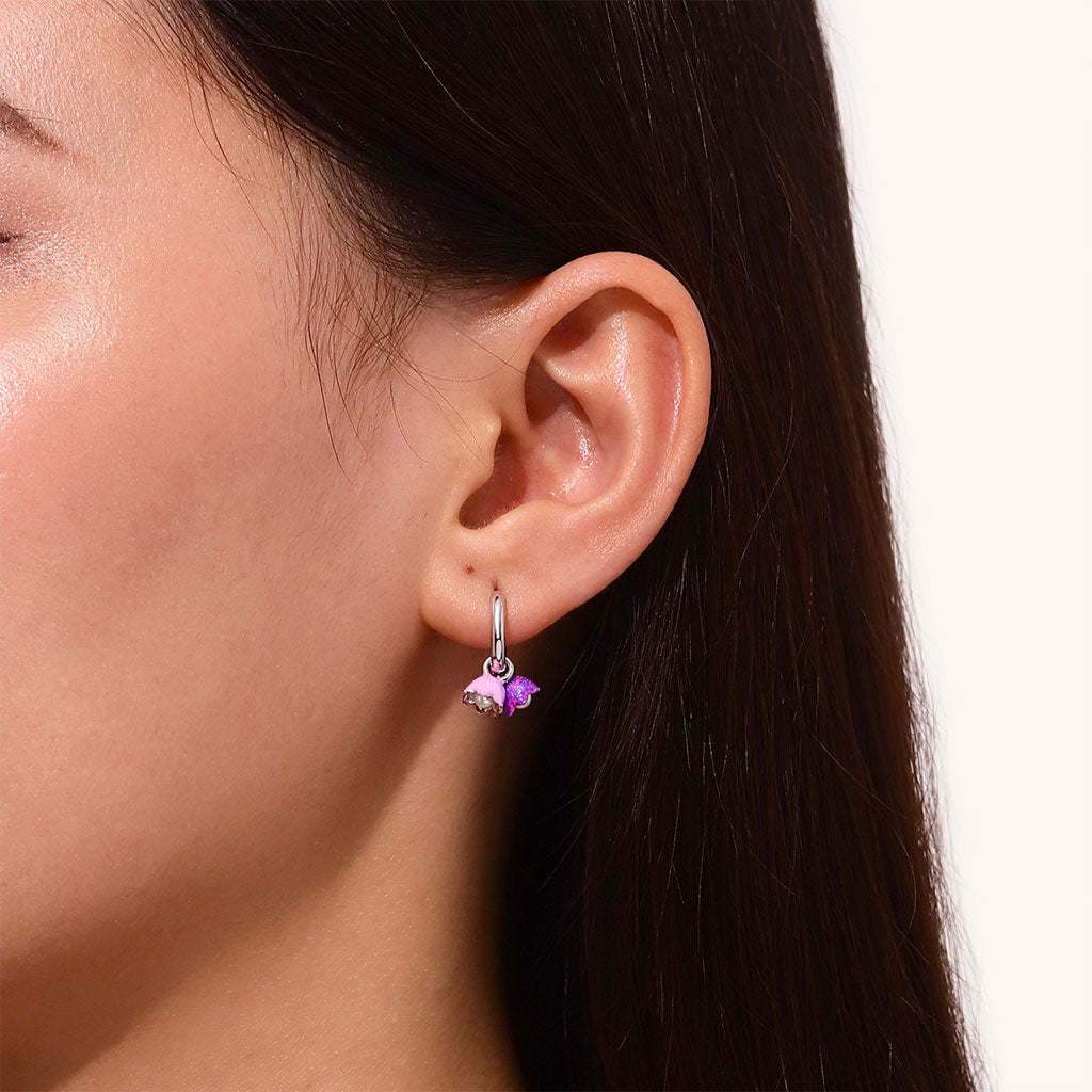 Gnoce Purple Tulip Pearl Stamen Hoop Earrings_4