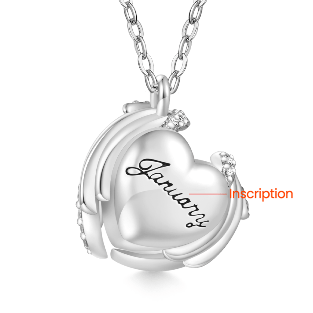 Gnoce Engravable Birthstone Love Heart Wings Necklace_2