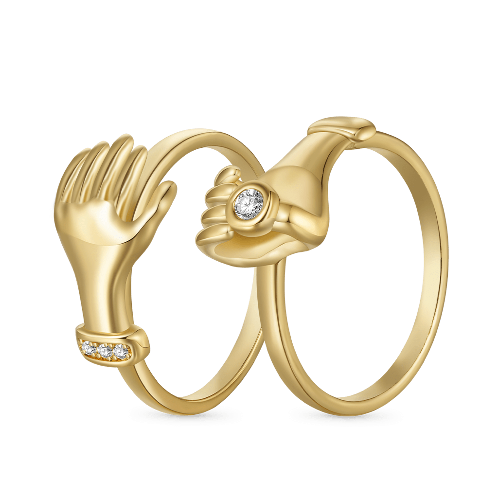 Gnoce Simple Zircon Hug Hand Stackable Ring Set_2