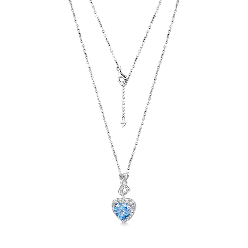 Gnoce Infinite Love Buckle Heart Birthstone Pendant Necklace_2