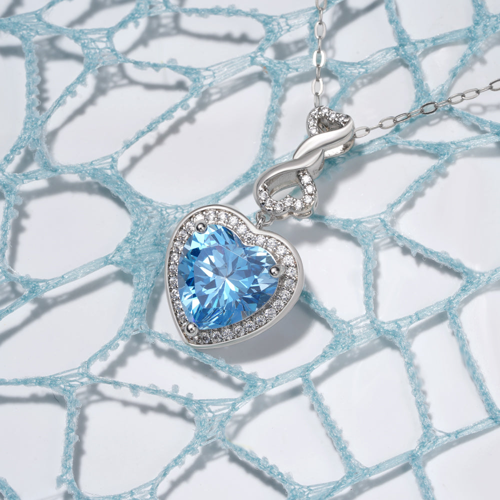 Gnoce Infinite Love Buckle Heart Birthstone Pendant Necklace_4