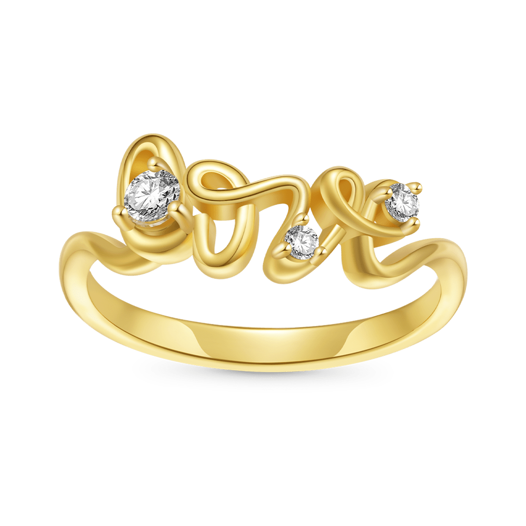 Gnoce 18K Gold Plated Diamond Love Ring_1