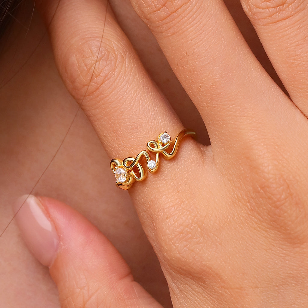 Gnoce 18K Gold Plated Diamond Love Ring_5