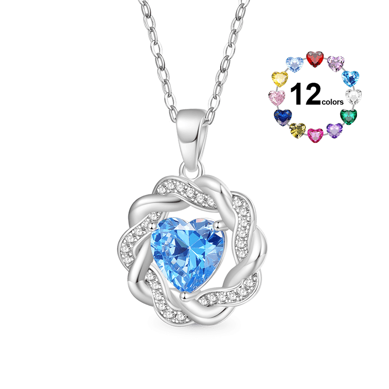 Gnoce Circle of Gratitude Diamond Heart Birthstone Necklace_1