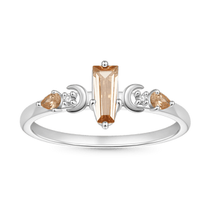 Gnoce Trapezoidal-cut Citrine with Channeled Pave Women's Ring_1