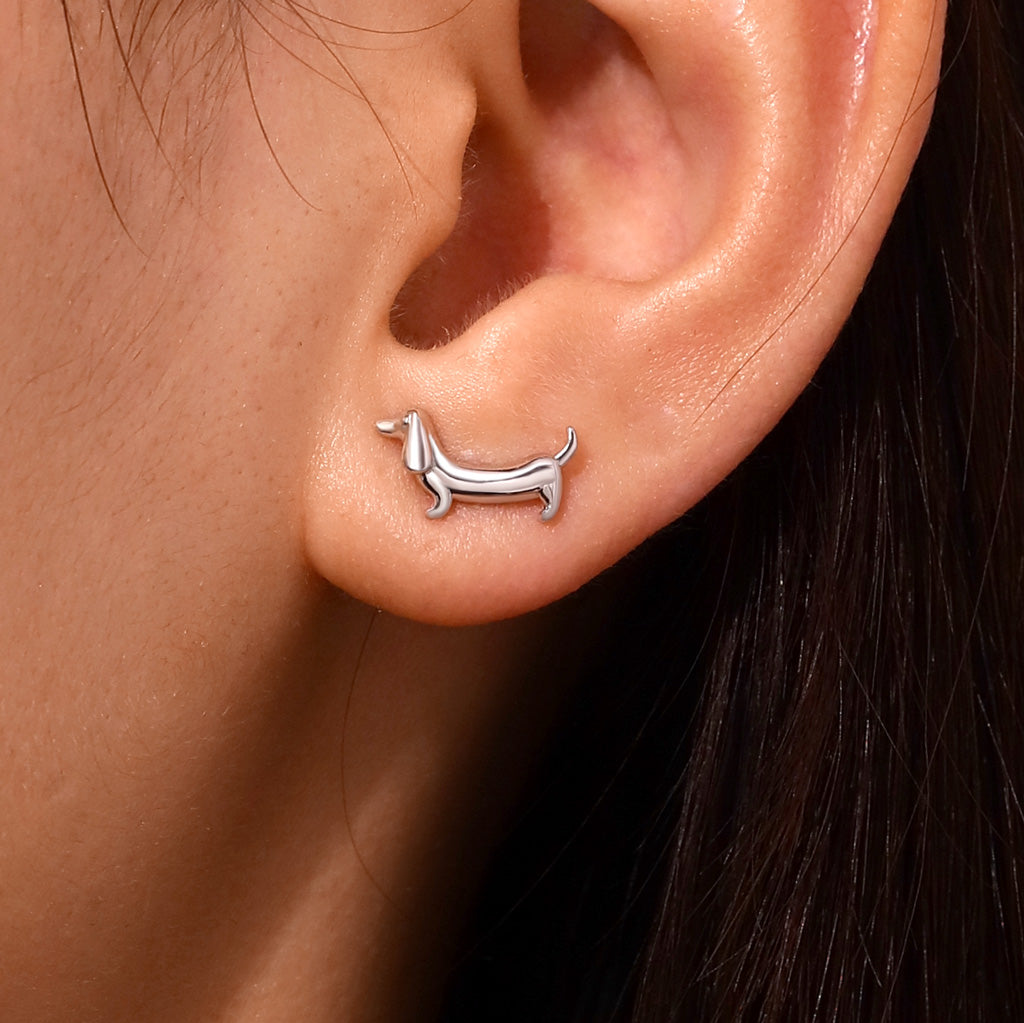 Gnoce Dachshund Dog Flat Back Nap Earrings_7