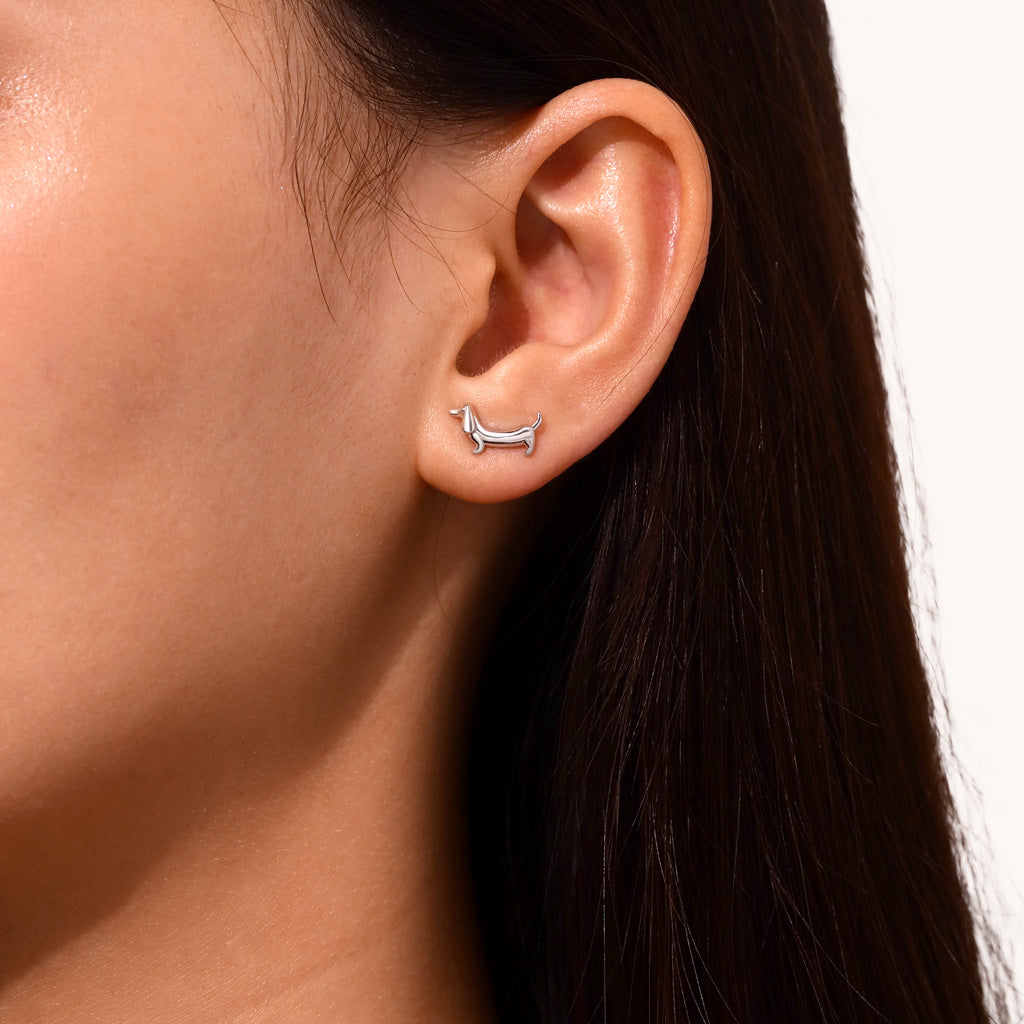 Gnoce Dachshund Dog Flat Back Nap Earrings_5