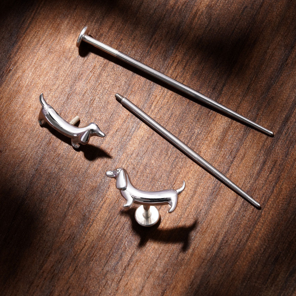 Gnoce Dachshund Dog Flat Back Nap Earrings_4