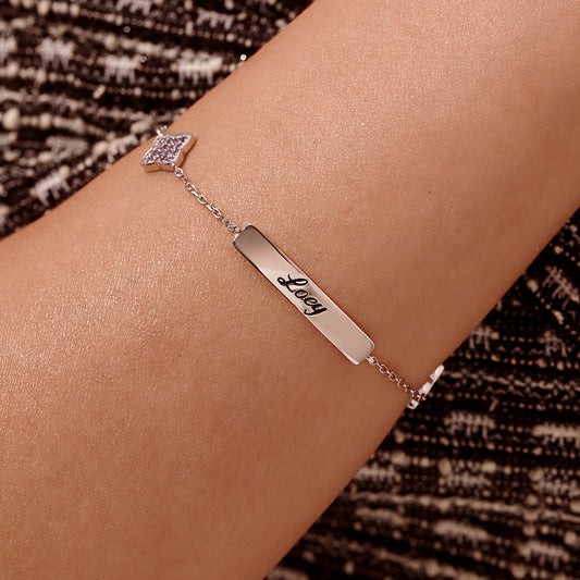 Gnoce Engravable Four-Leaf Clover Birthstone Adjustable Bracelet_6