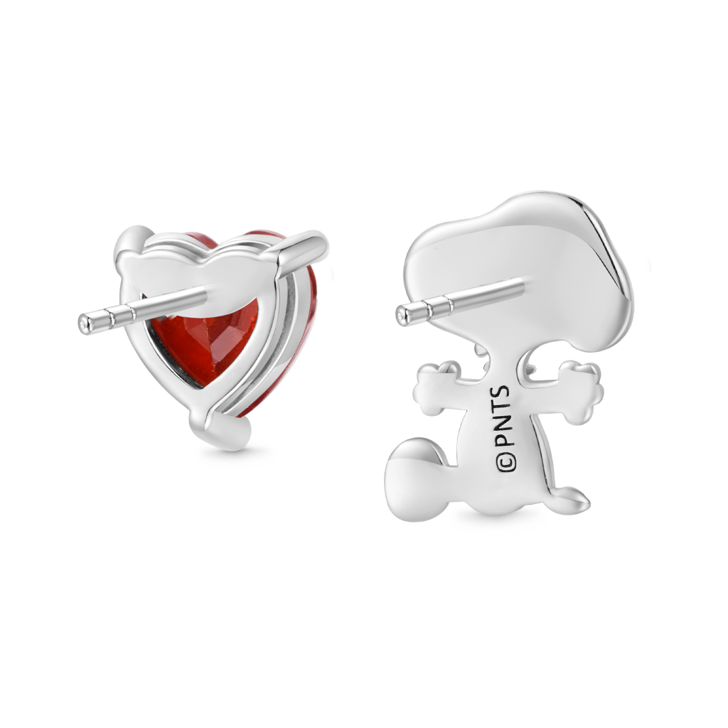 Gnoce Peanuts "Find Your True Love" Snoopy Heart Stud Earrings_3