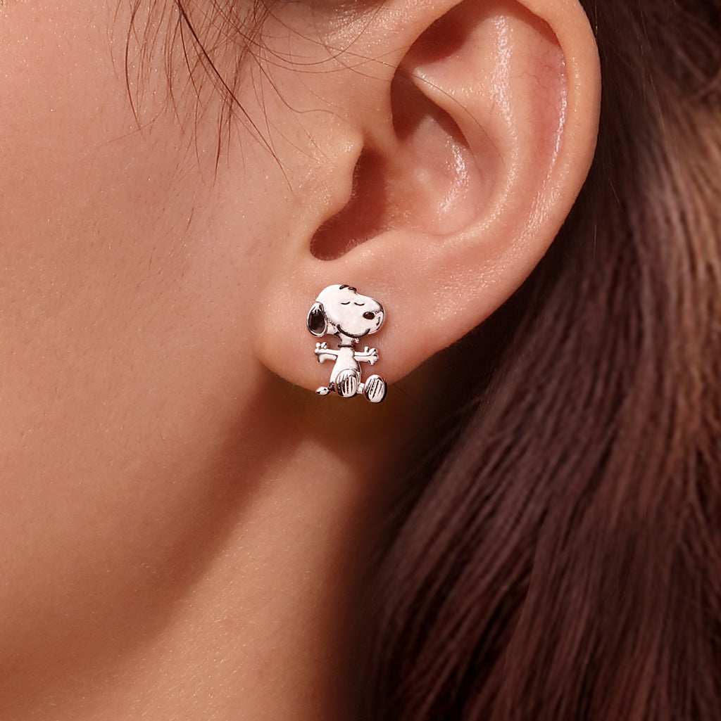 Gnoce Peanuts "Find Your True Love" Snoopy Heart Stud Earrings_7
