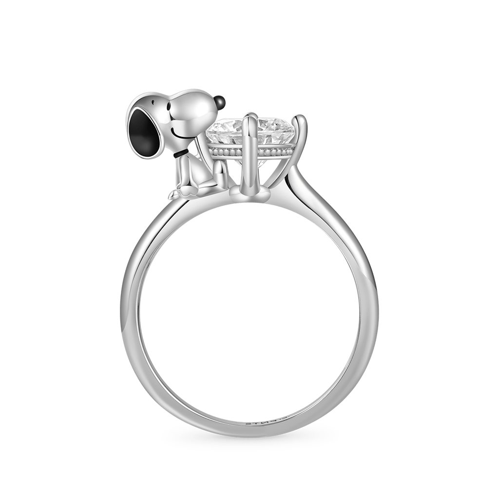 Gnoce Peanuts Snoopy Hug White Diamond Ring_2