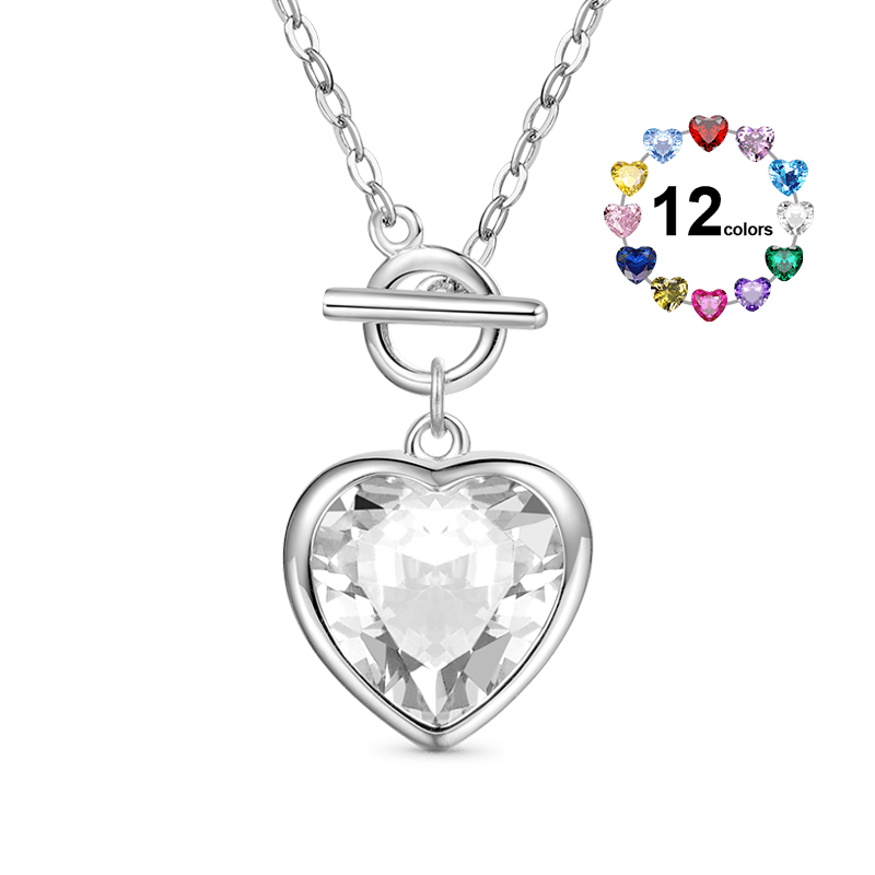 Gnoce OT Buckle Heart Birthstone Pendant Necklace_1