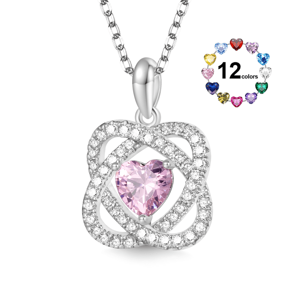 Gnoce Celtic Heart Birthstone Pendant Necklace_1