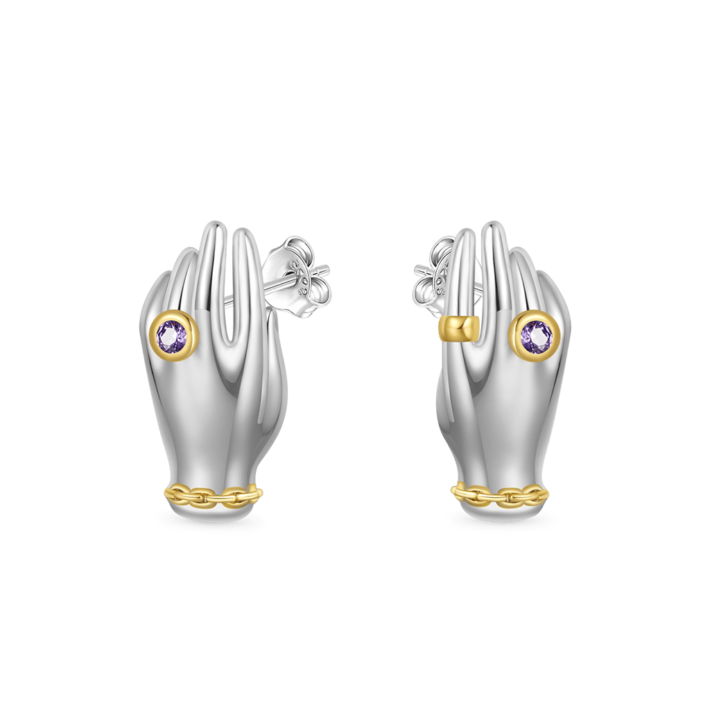 Gnoce Exquisite 'My Hands' Birthstone Stud Earrings_2