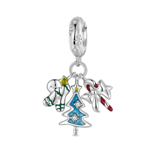 Gnoce Christmas Tree & Candy & Gingerbread Man Triple Pendant Dangle Charm_1
