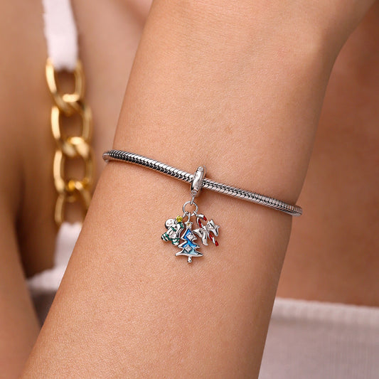 Gnoce Christmas Tree & Candy & Gingerbread Man Triple Pendant Dangle Charm_7