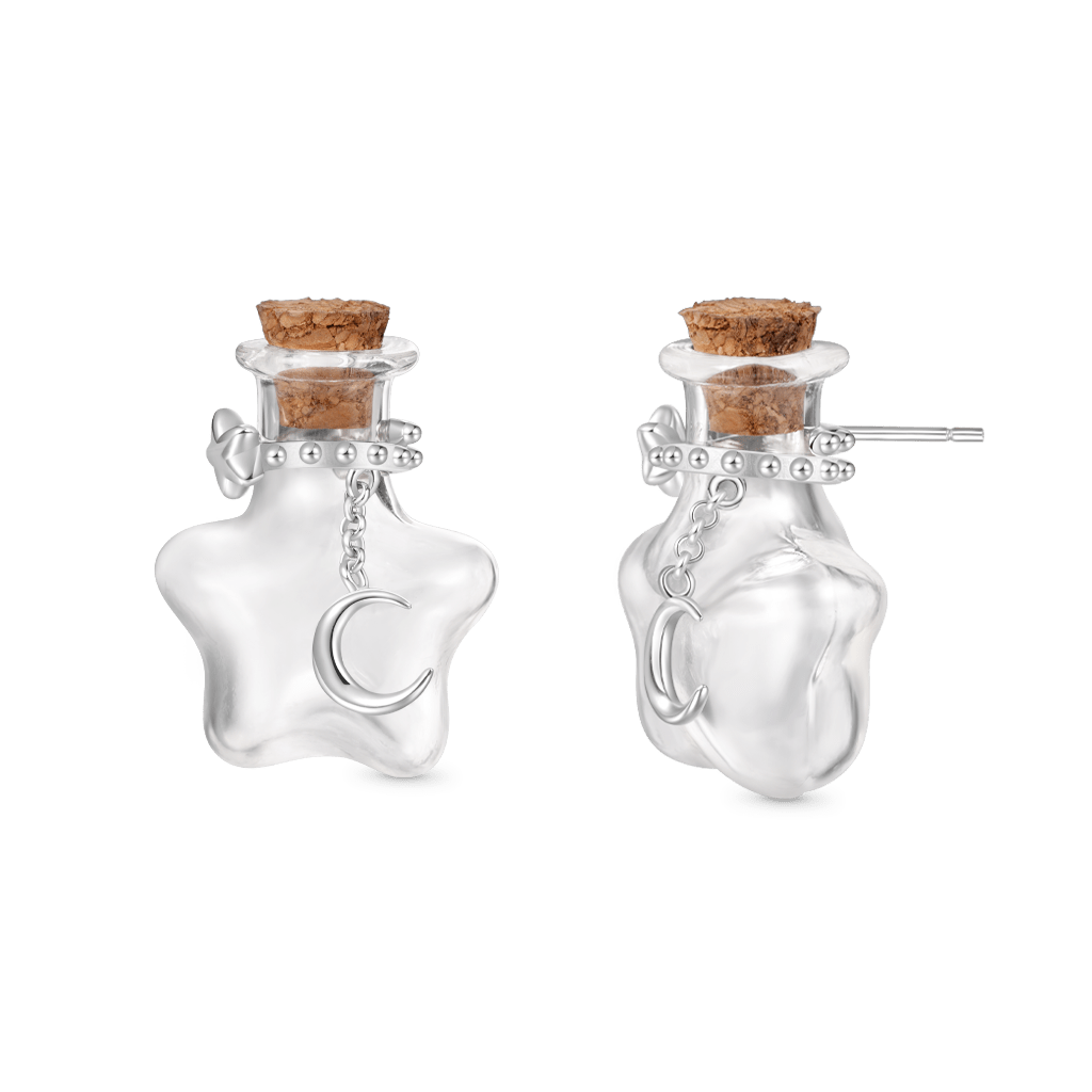 Gnoce Transparent Star Wishing Vase Stud Earrings_2