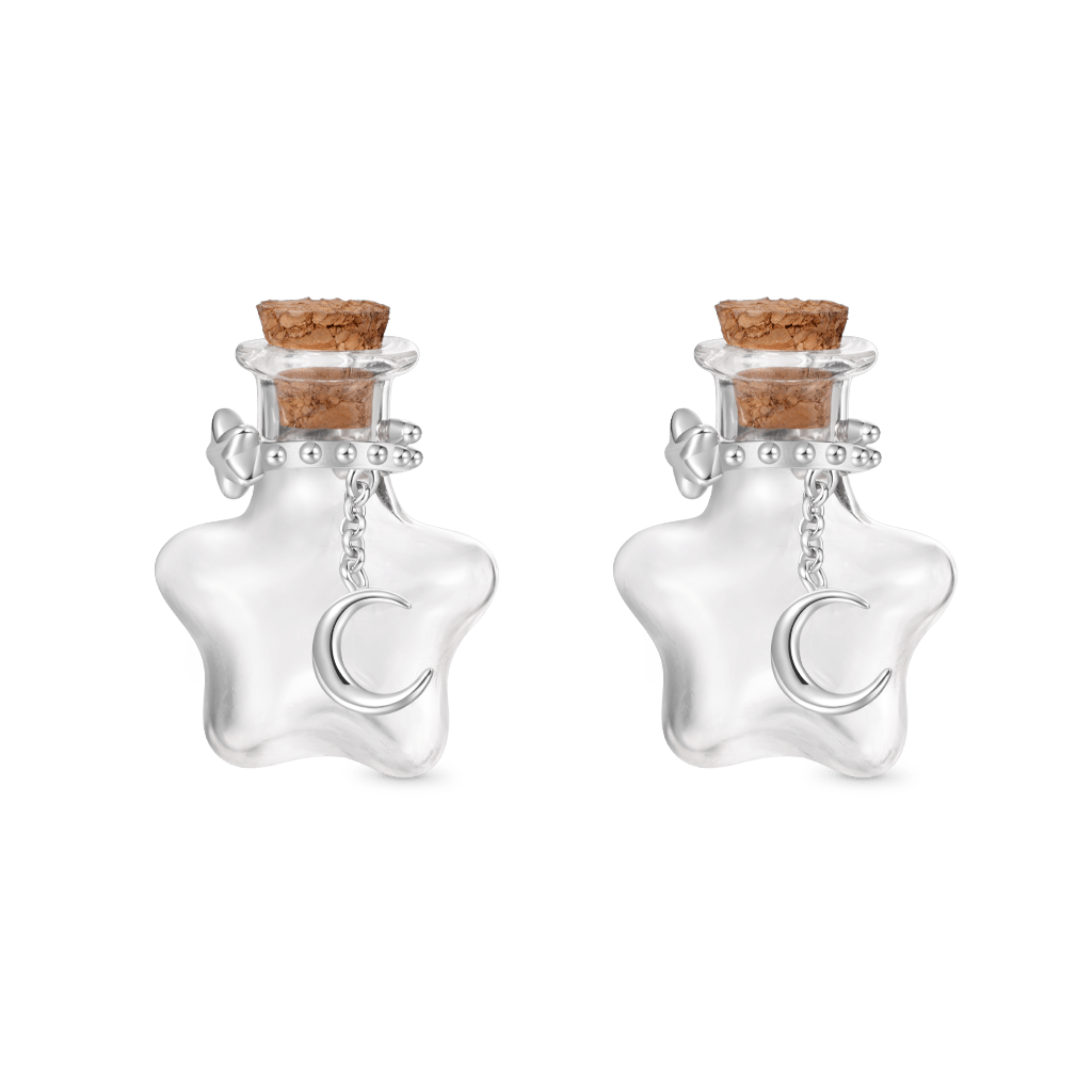 Gnoce Transparent Star Wishing Vase Stud Earrings_1