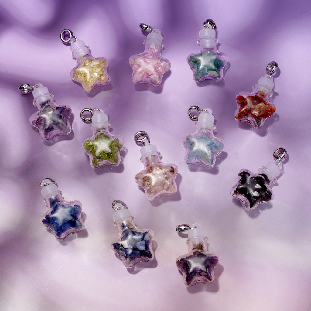 Gnoce Natural Garnet Crystal Star Glass Bottle Pendant Dangle Charm_3