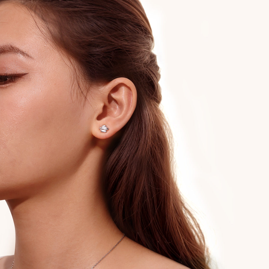 Gnoce Smurf Mushroom House Asymmetric Stud Earrings_4