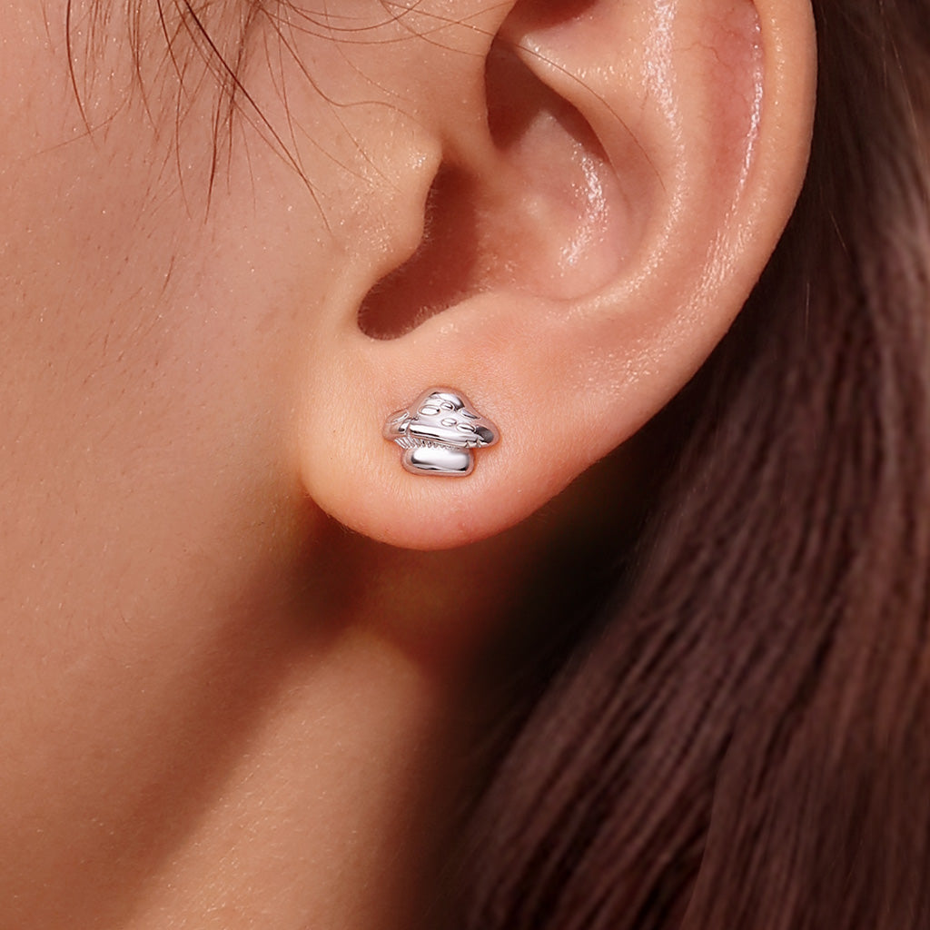 Gnoce Smurf Mushroom House Asymmetric Stud Earrings_5