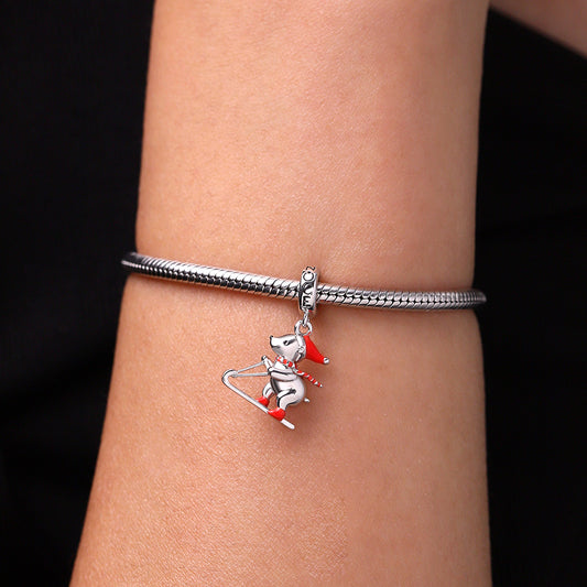 Gnoce Christmas Skiing Polar Bear Pendant Dangle Charm_6