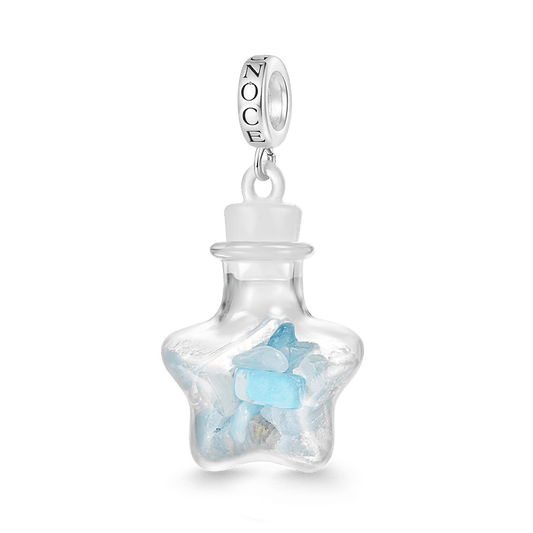 Gnoce Aquamarine Crystal Glass Bottle Pendant Dangle Charm_1