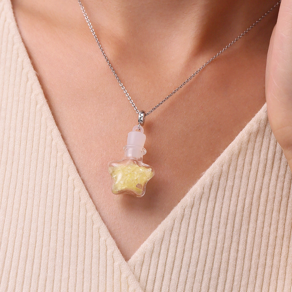 Gnoce East Sea Yellow Crystal Glass Bottle Pendant Dangle Charm_5