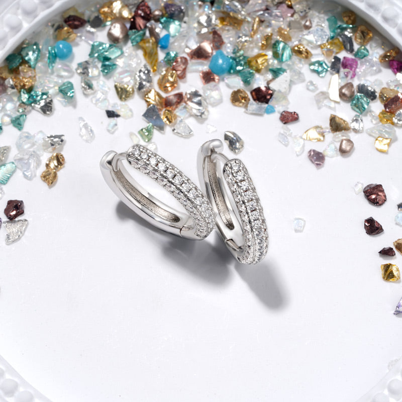 Gnoce Cubic Zirconia Sterling Silver Hoop Earrings_4