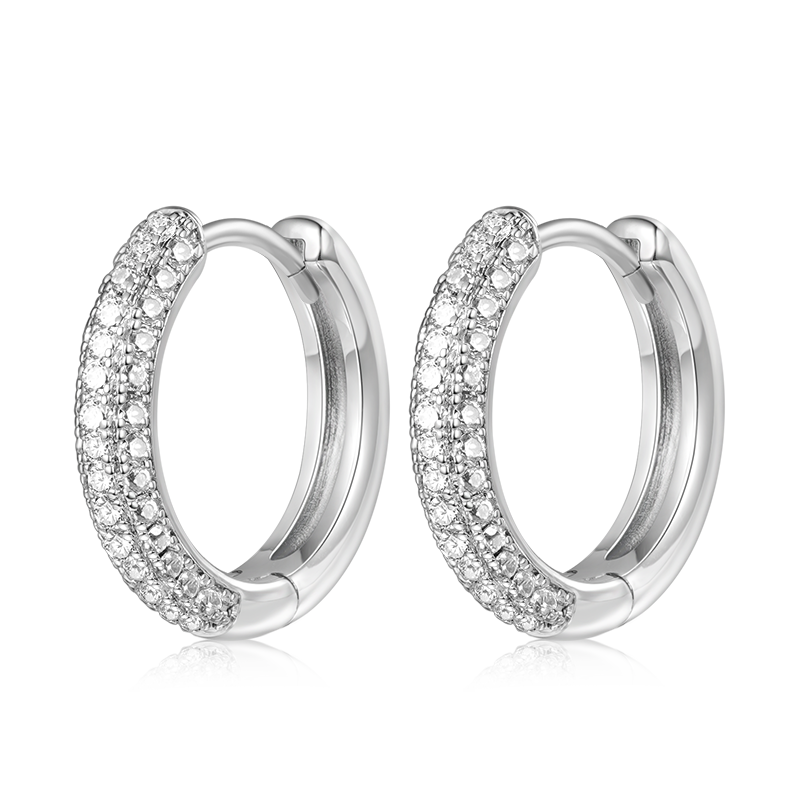 Gnoce Cubic Zirconia Sterling Silver Hoop Earrings_1