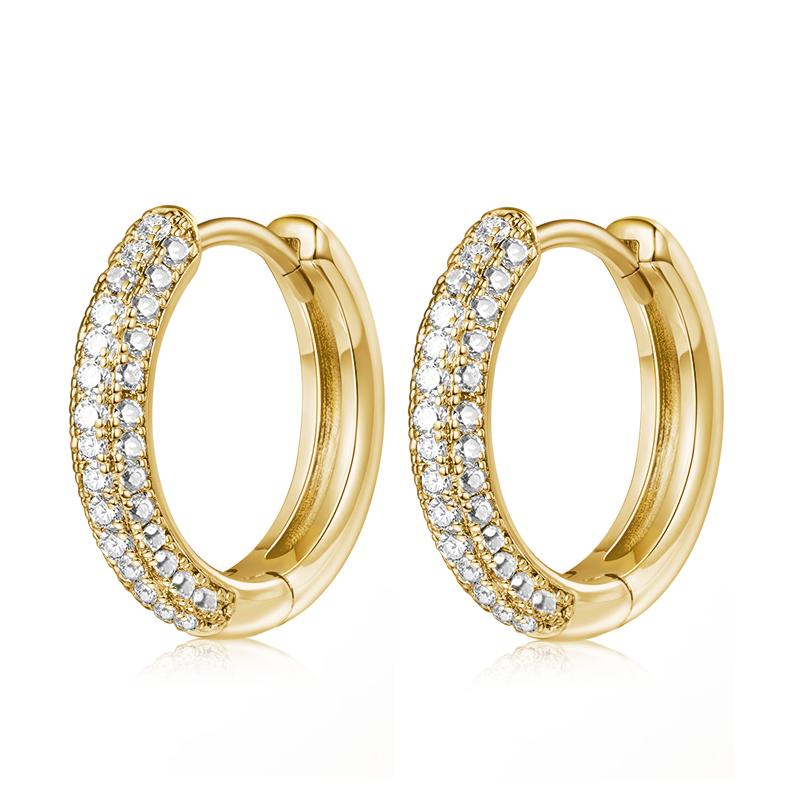 Gnoce Cubic Zirconia Sterling Silver Hoop Earrings_3
