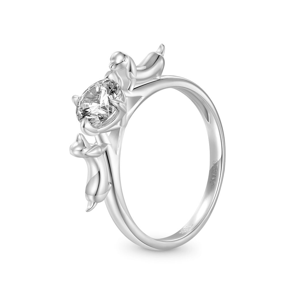Gnoce Dachshund Embrace White Zircon Ring_2