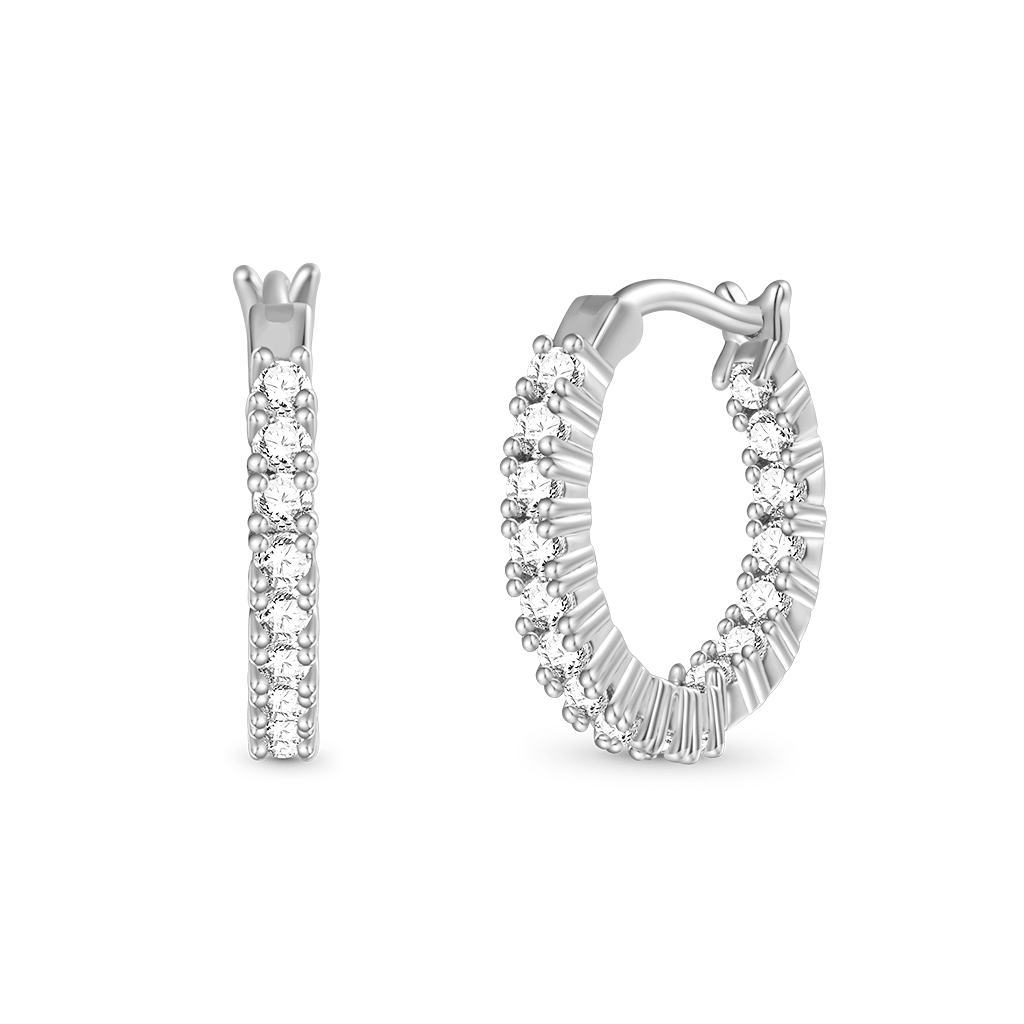 Gnoce Cubic Zirconia Sterling Silver In and Out Hoop Earrings_1