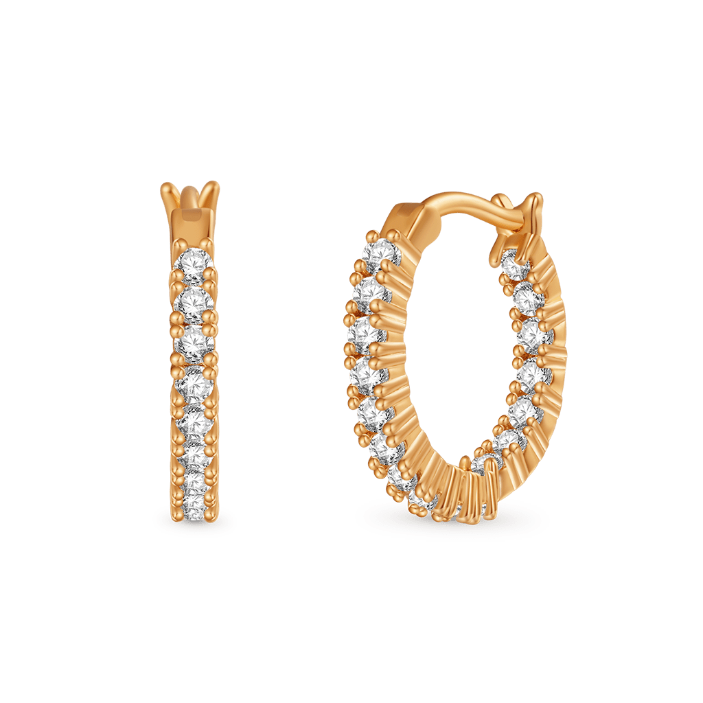 Gnoce Cubic Zirconia Sterling Silver In and Out Hoop Earrings_2