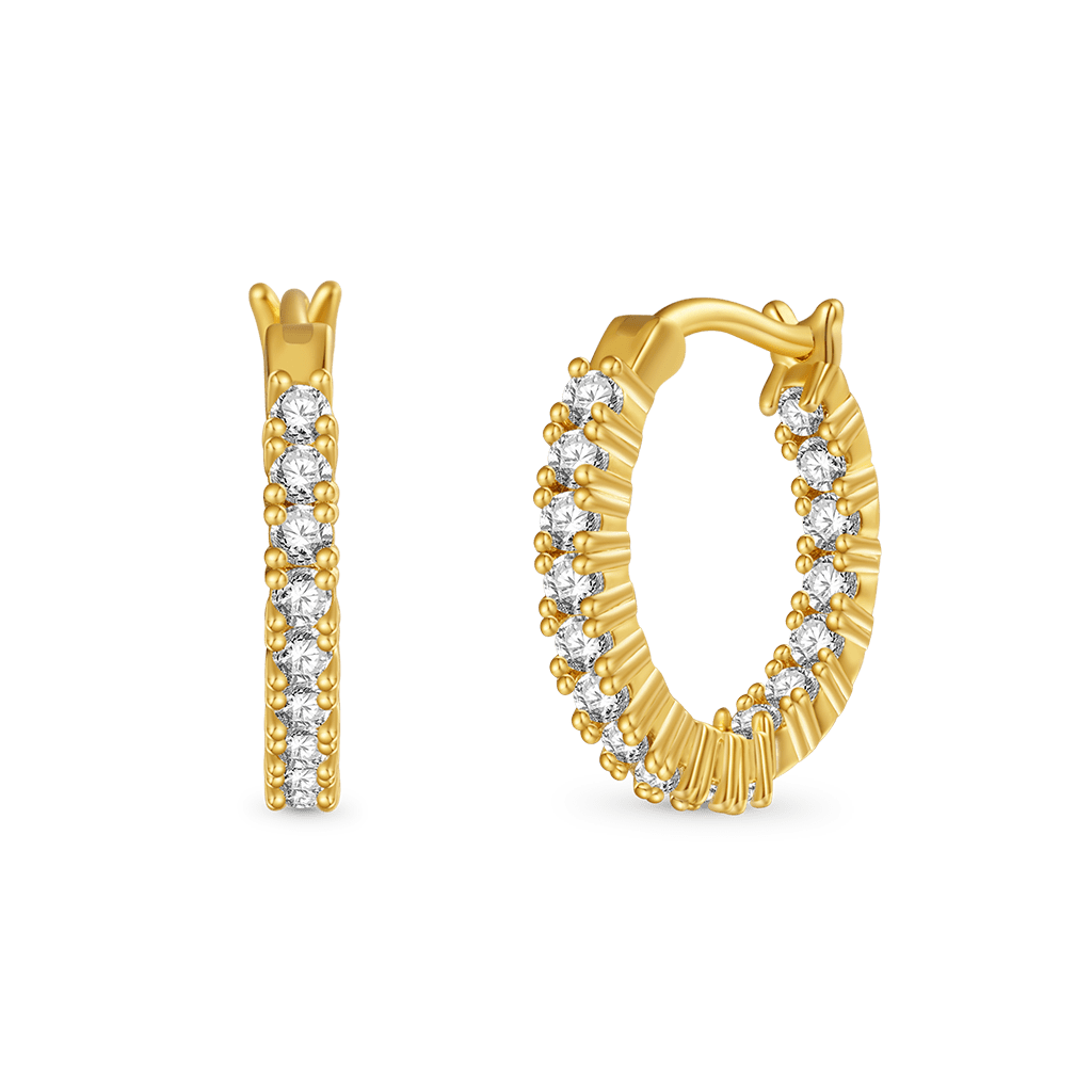 Gnoce Cubic Zirconia Sterling Silver In and Out Hoop Earrings_3