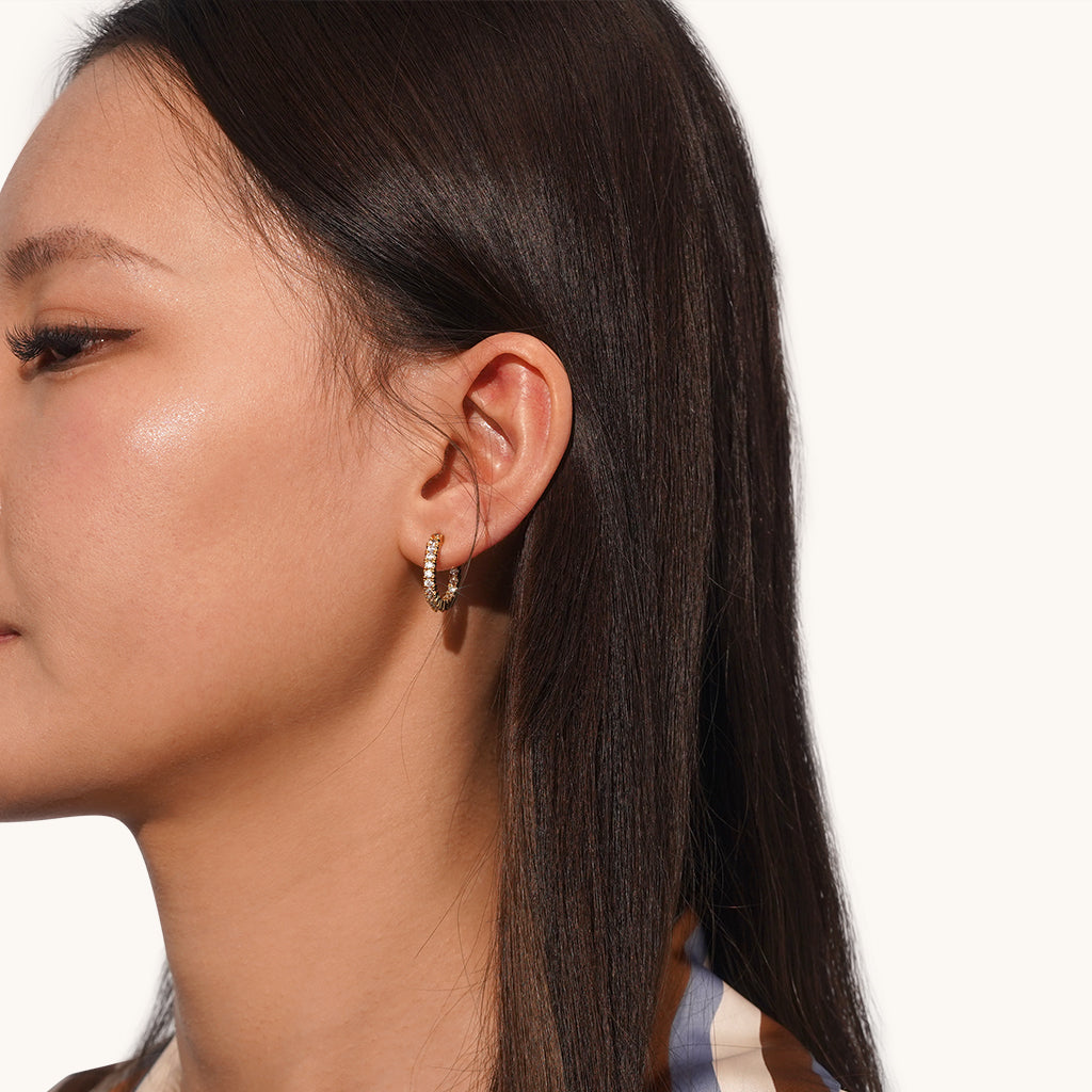 Gnoce Cubic Zirconia Sterling Silver In and Out Hoop Earrings_5