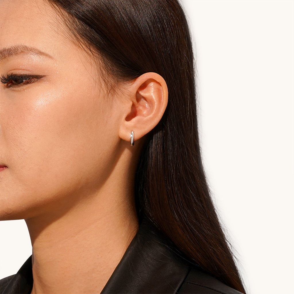 Gnoce High Polish Plain Color Hoop Huggie Earrings_6