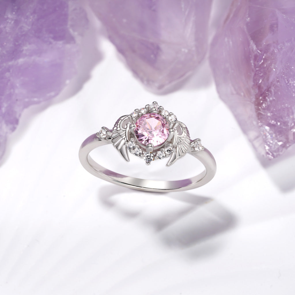 Gnoce Angel Wings Pink Diamond-cut Promise Ring_3