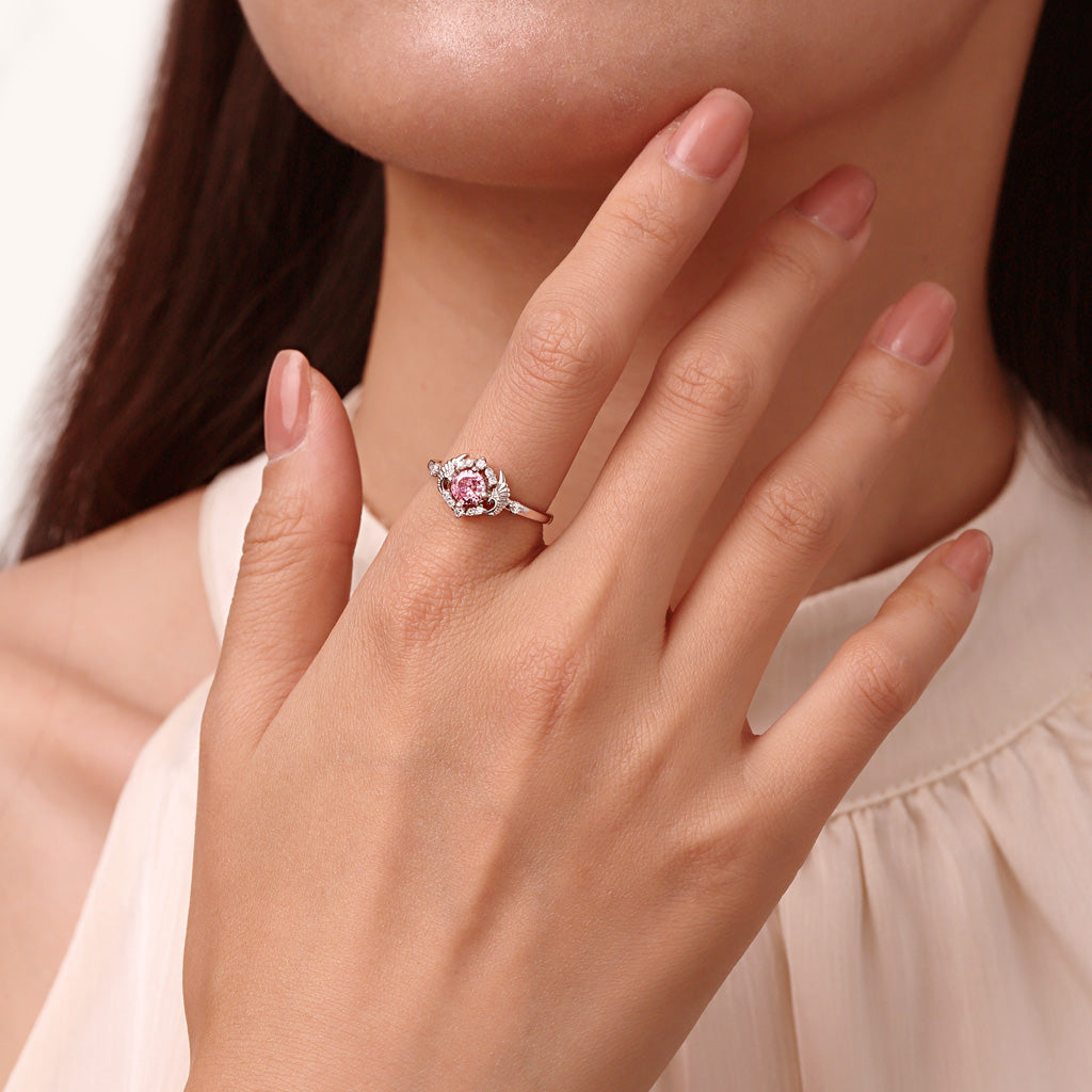 Gnoce Angel Wings Pink Diamond-cut Promise Ring_4