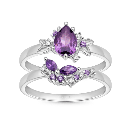 Gnoce Purple Zircon Butterfly Stackable Rings_1