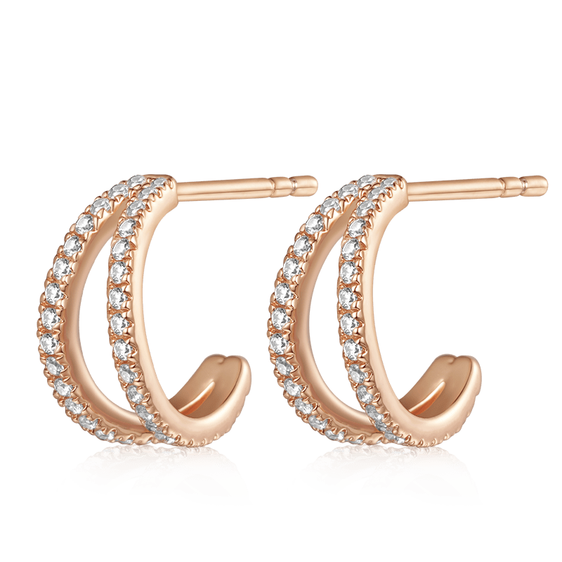 Gnoce Cubic Zirconia Dainty Gold Double Hoop Earrings_2