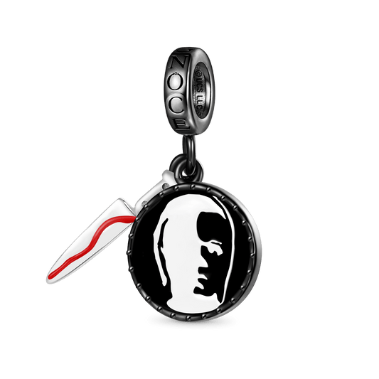 Gnoce Halloween Michael Myers Silhouette Head & Knife Pendant Dangle Charm_1
